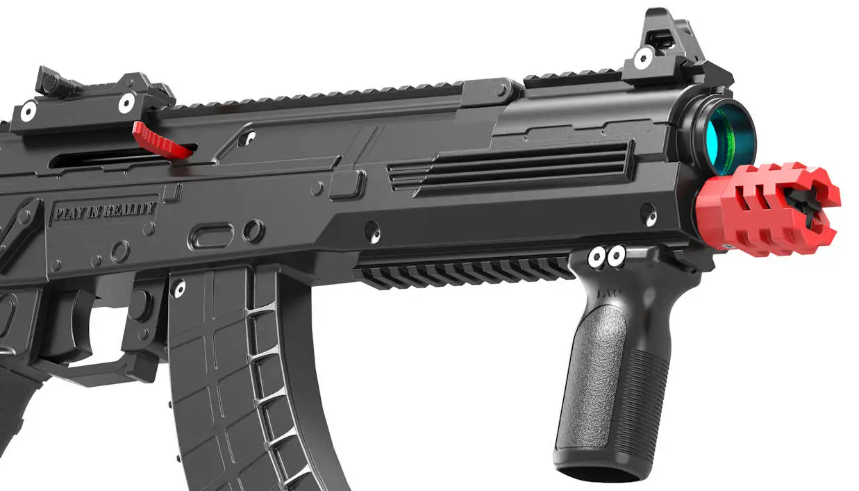 AK25 lasertag weapon with a red bumper