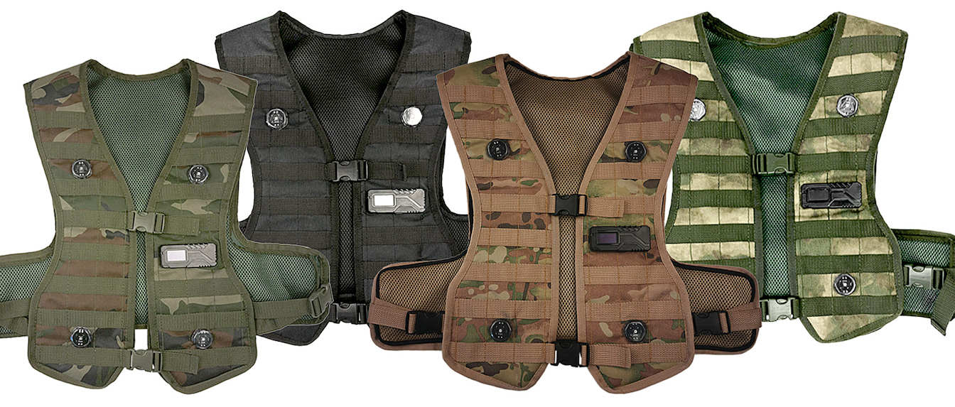 Alphatag laser tag vests in four different colors